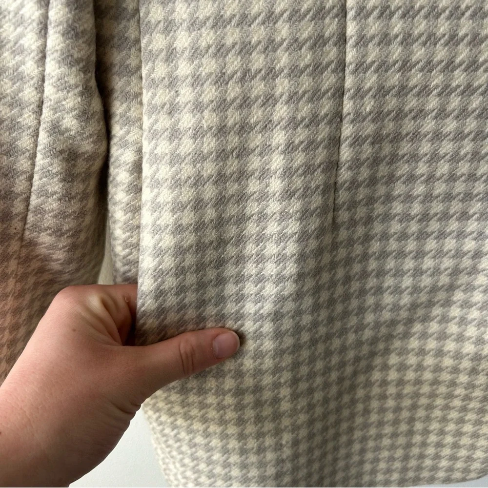 Tailleur Platinum by Barrie Pace Vintage 100% Wool Blazer Houndstooth Cream 16